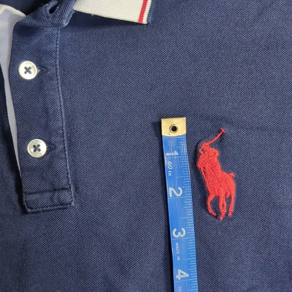 Polo Ralph Lauren Big Pony Ringer Polo Size XL in Navy Blue With Red/White/Blue